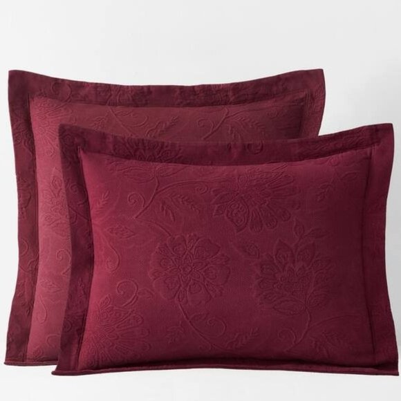 The Company Store Putnam Cotton Matelassé Euro Sham-Claret - Picture 2 of 3